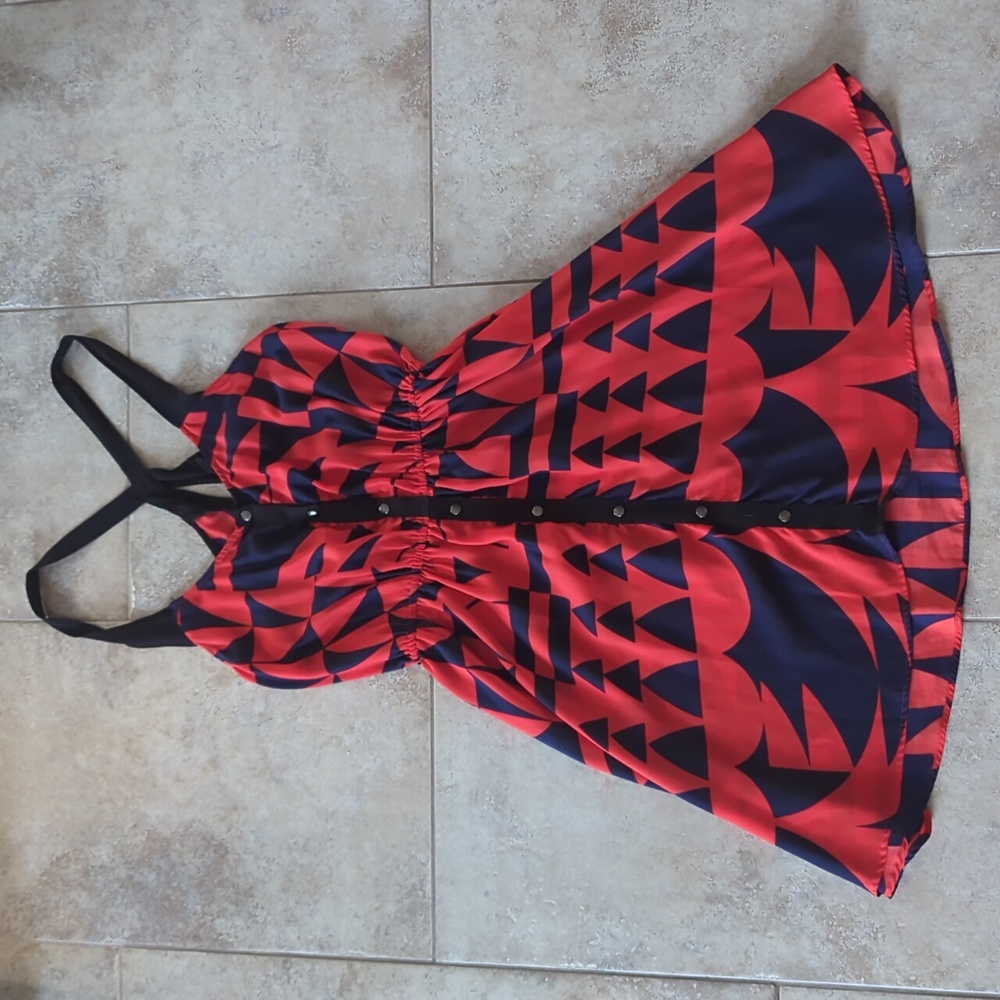 Cute navy and orange summer dress